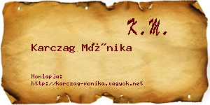 Karczag Mónika névjegykártya